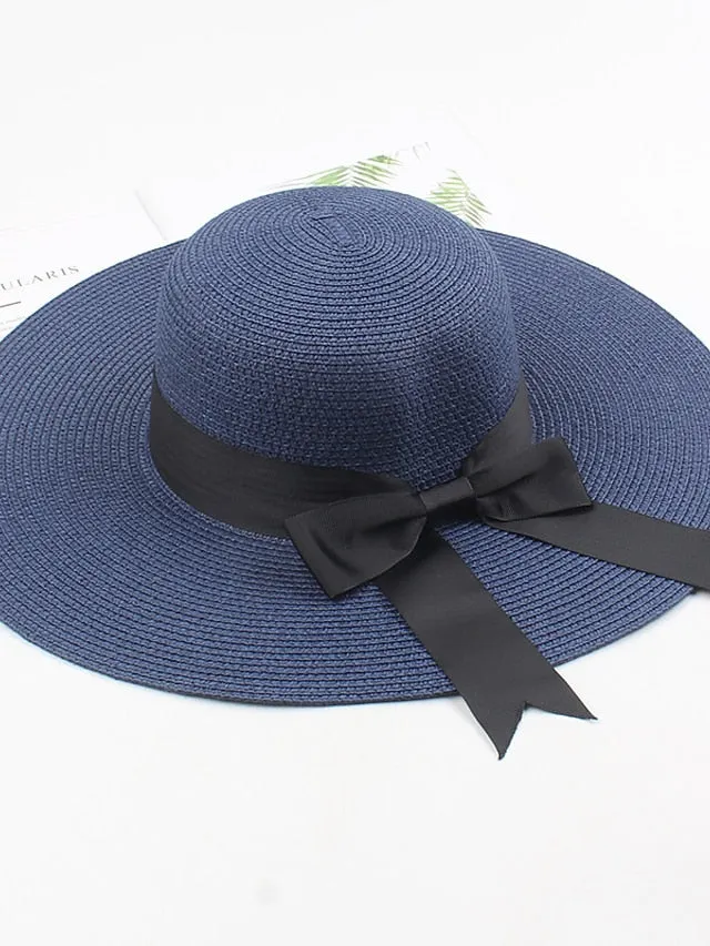 1 PC Womens Sun Straw Hat Wide Brim UPF 50 Summer Hat Foldable Roll up Floppy Beach Hats for Women
