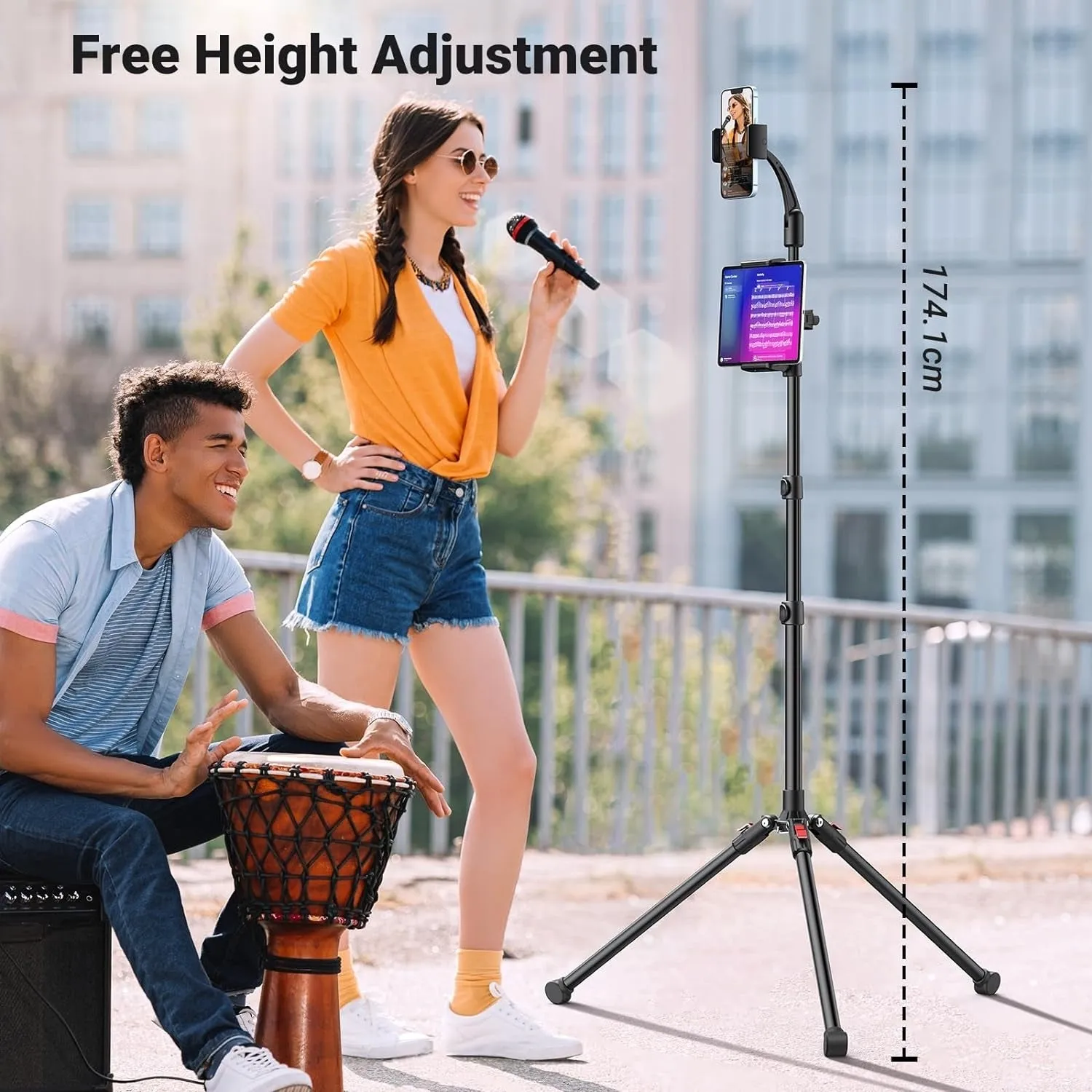 15647 2-in-1 Tablet   Phone Tripod Stand | Max 12.9” Tablet | Max 7.2” Phone