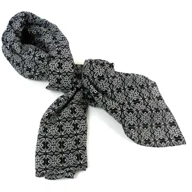 Black and White Floral Cotton Scarf Asha Handicrafts