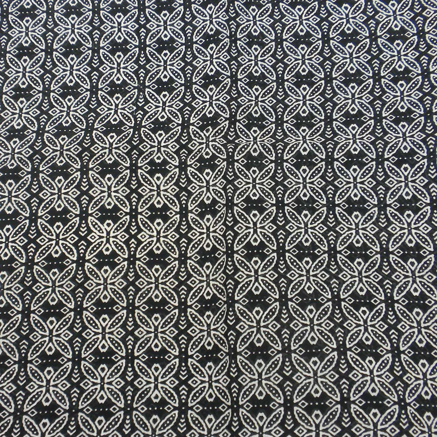 Black and White Floral Cotton Scarf Asha Handicrafts