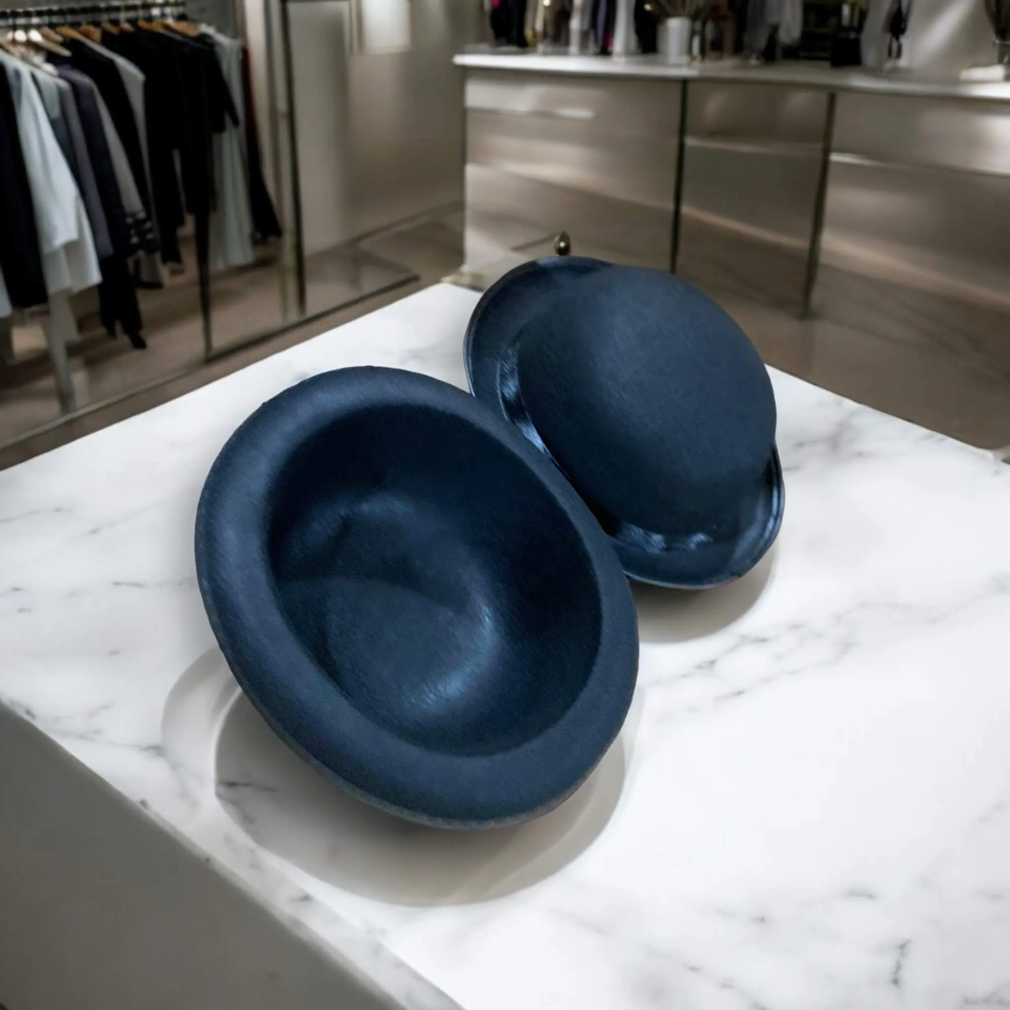Black Bowler Hat with Silk Headband