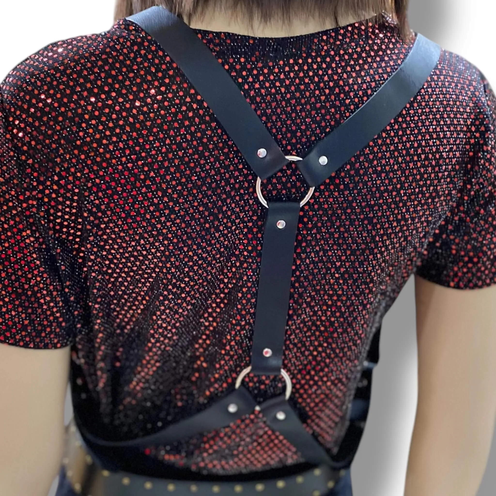 Black Wide Shoulder Suspender Harness Belt