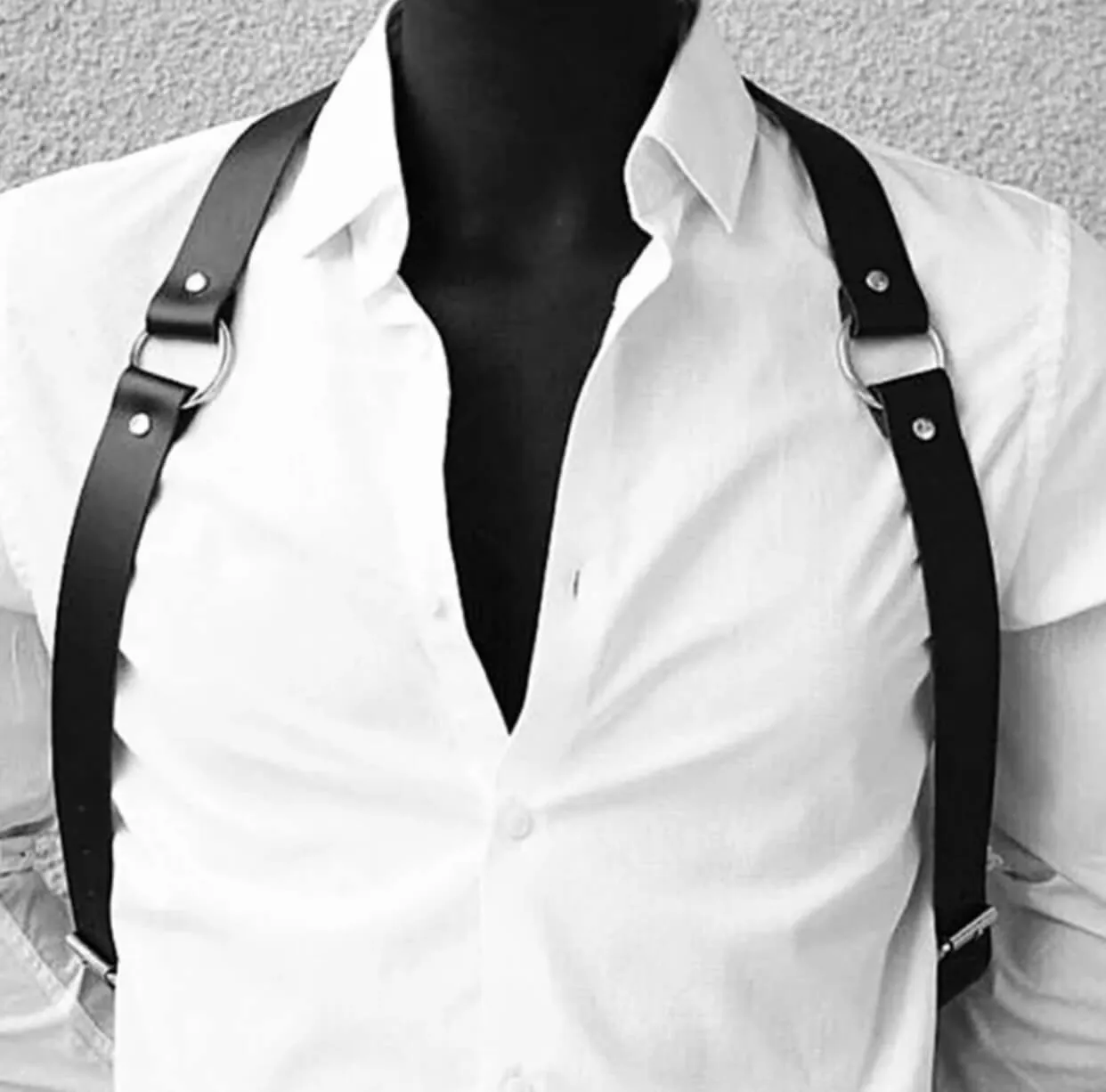 Black Wide Shoulder Suspender Harness Belt