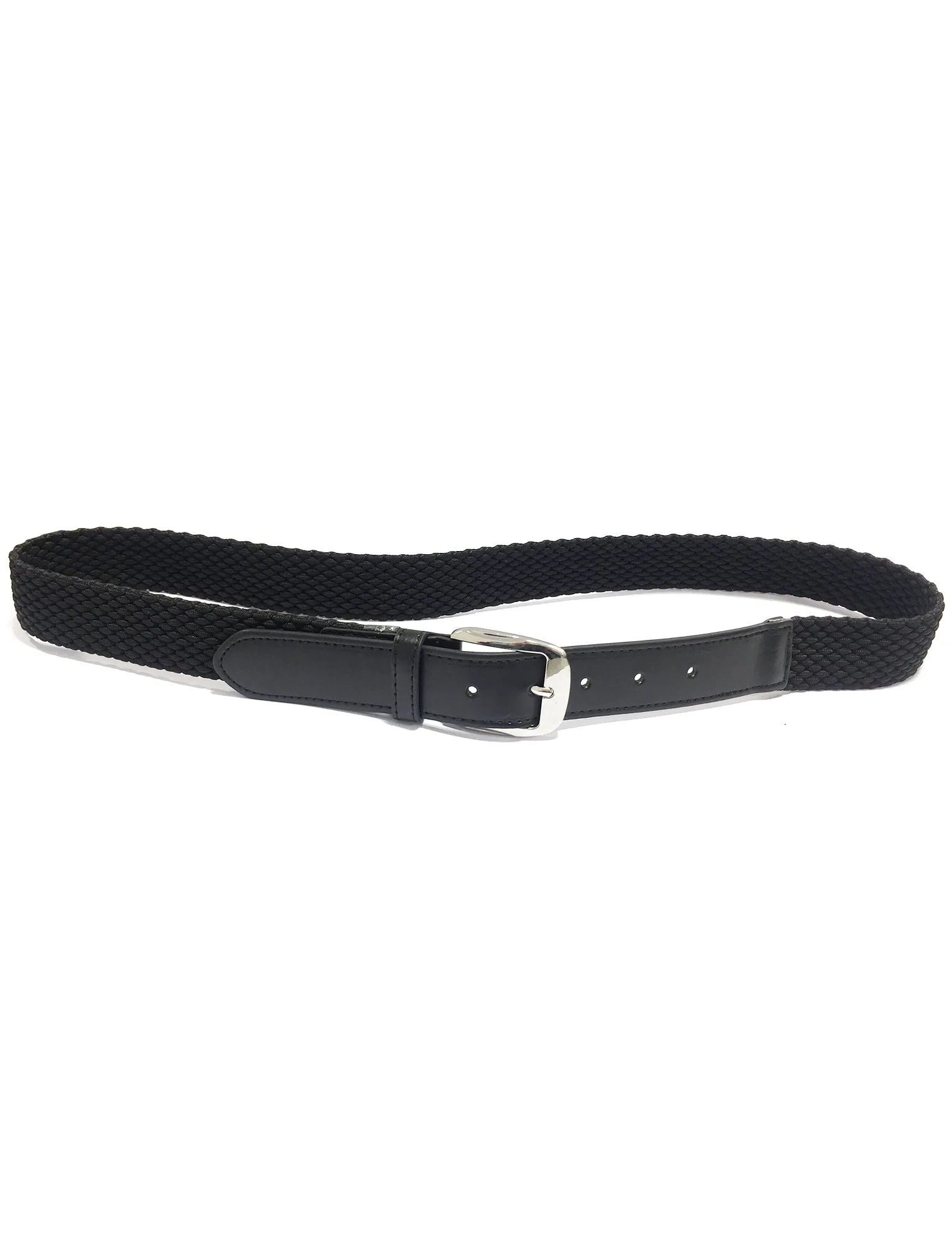 Brody Woven Textured and Leather Belt in Black