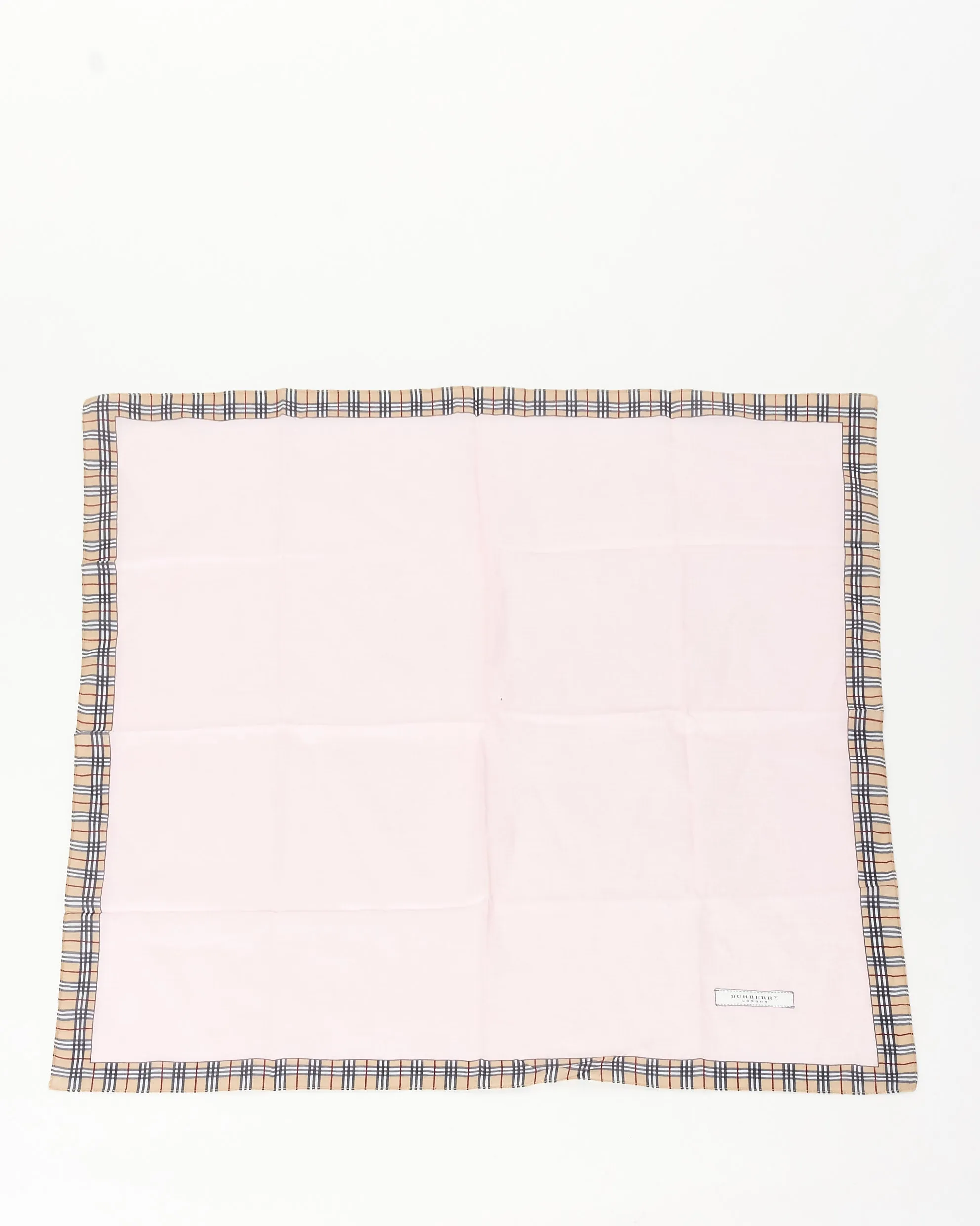 Burberry Pink & Plaid Cotton Square Scarf