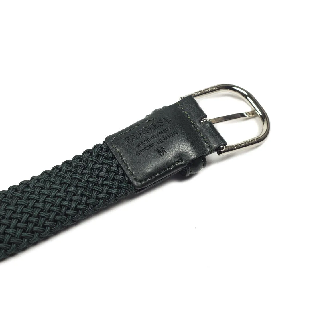 Dark Green Intreccio "tubo" tubular elastic woven belt