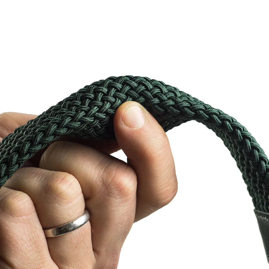 Dark Green Intreccio "tubo" tubular elastic woven belt