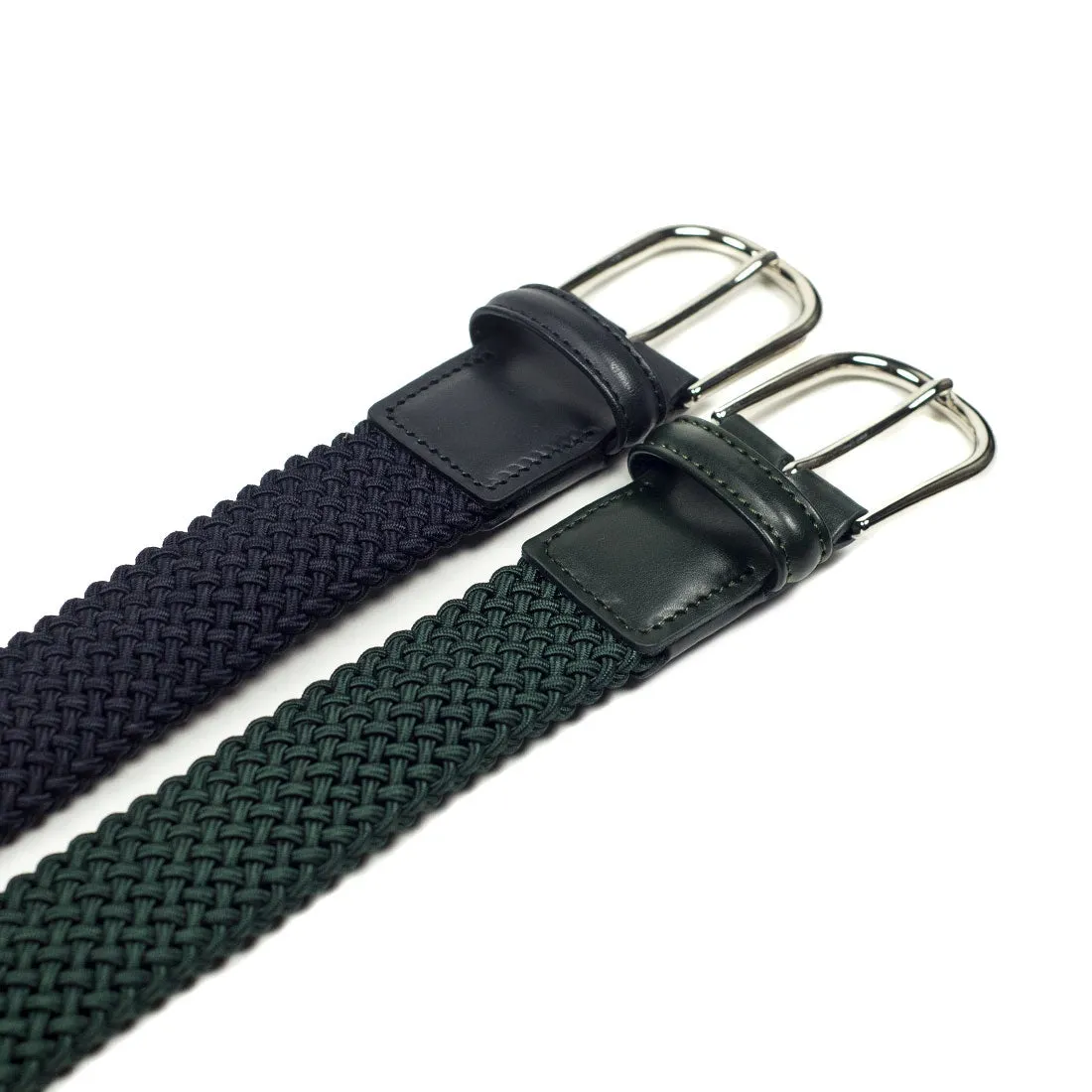 Dark Green Intreccio "tubo" tubular elastic woven belt