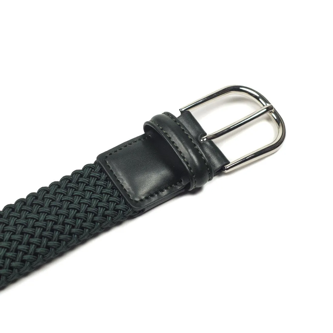 Dark Green Intreccio "tubo" tubular elastic woven belt