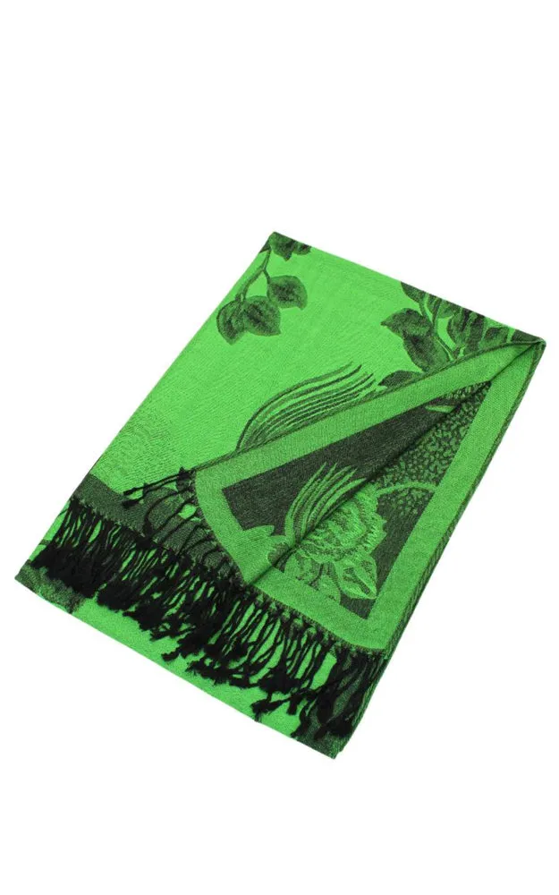 DB022 Rose Floral Pashmina Reversible Scarf Shawls