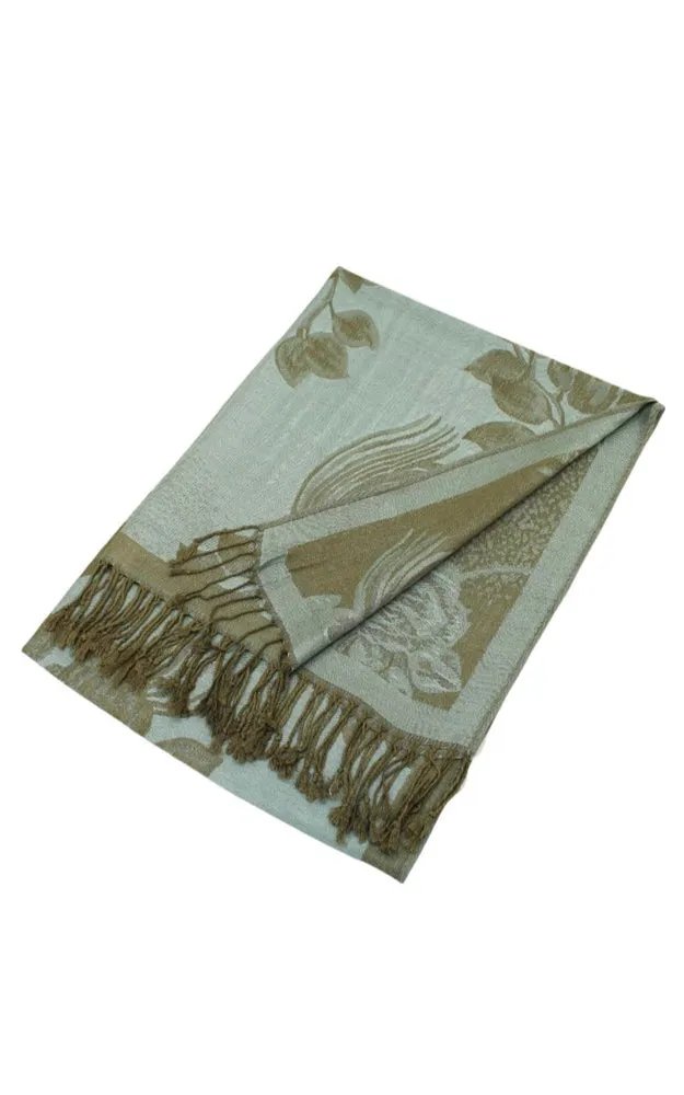 DB022 Rose Floral Pashmina Reversible Scarf Shawls