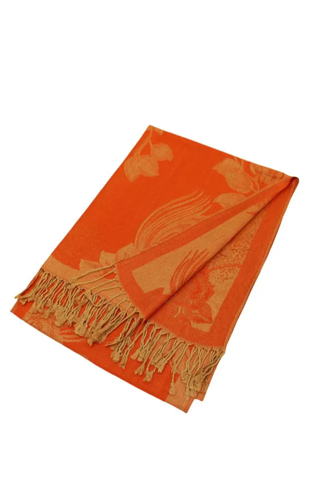 DB022 Rose Floral Pashmina Reversible Scarf Shawls