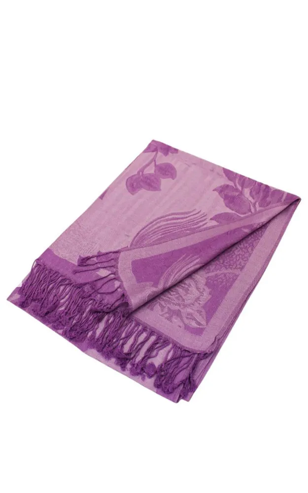 DB022 Rose Floral Pashmina Reversible Scarf Shawls