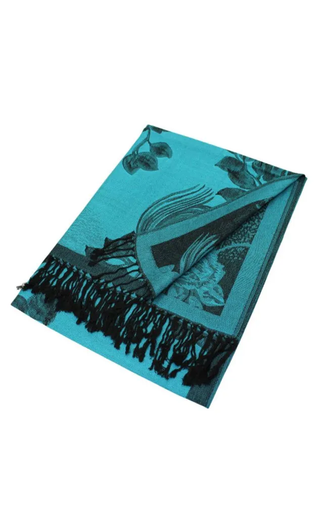 DB022 Rose Floral Pashmina Reversible Scarf Shawls