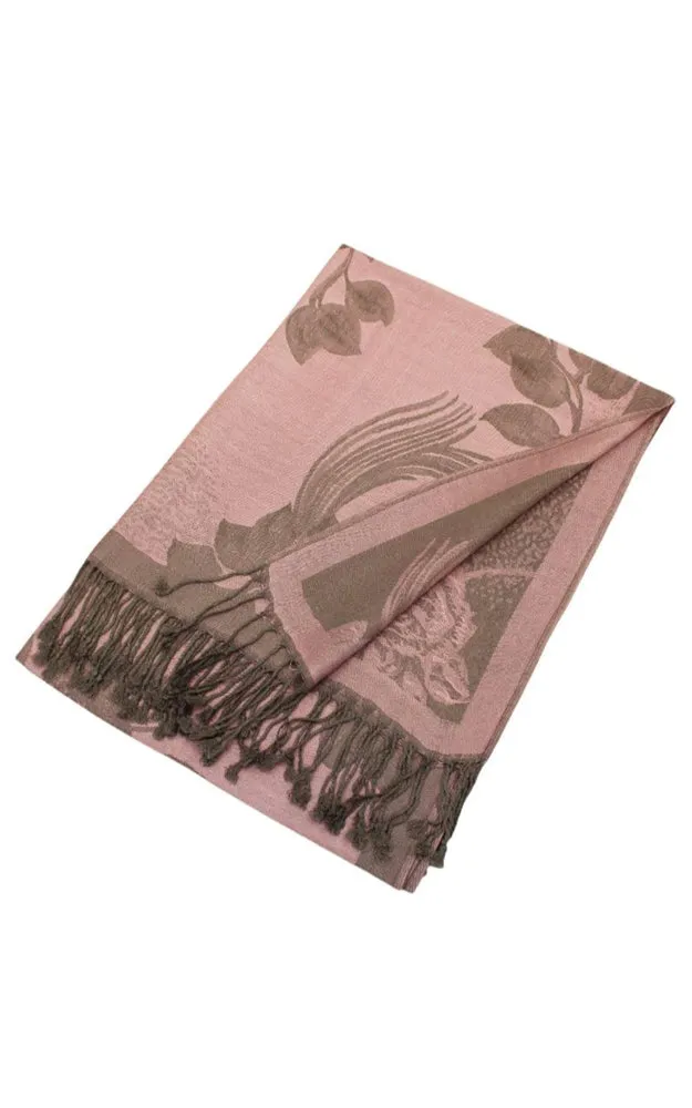 DB022 Rose Floral Pashmina Reversible Scarf Shawls
