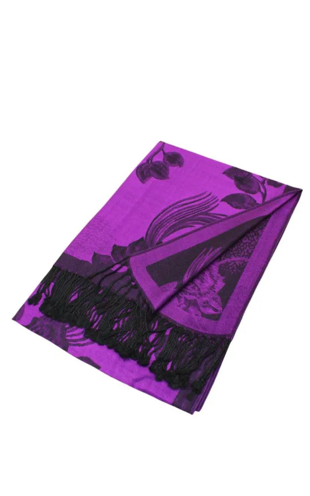 DB022 Rose Floral Pashmina Reversible Scarf Shawls