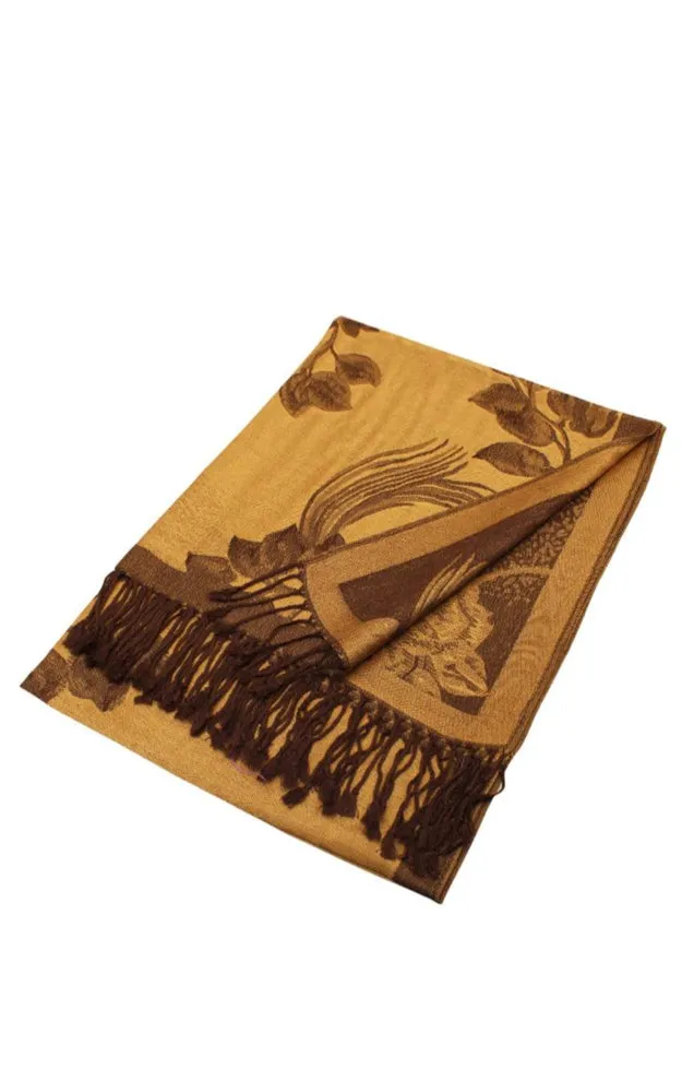 DB022 Rose Floral Pashmina Reversible Scarf Shawls