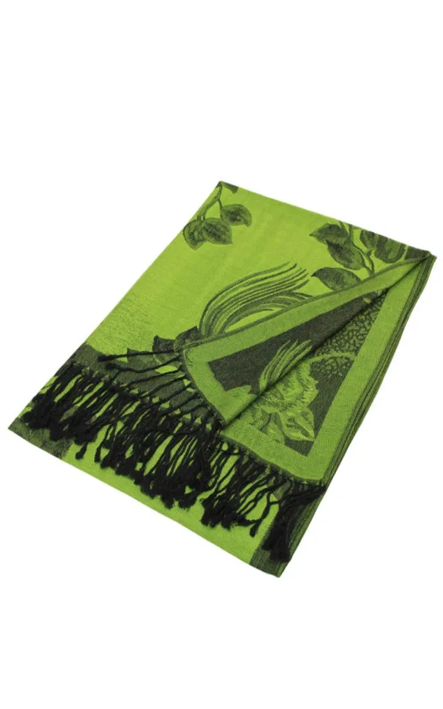 DB022 Rose Floral Pashmina Reversible Scarf Shawls
