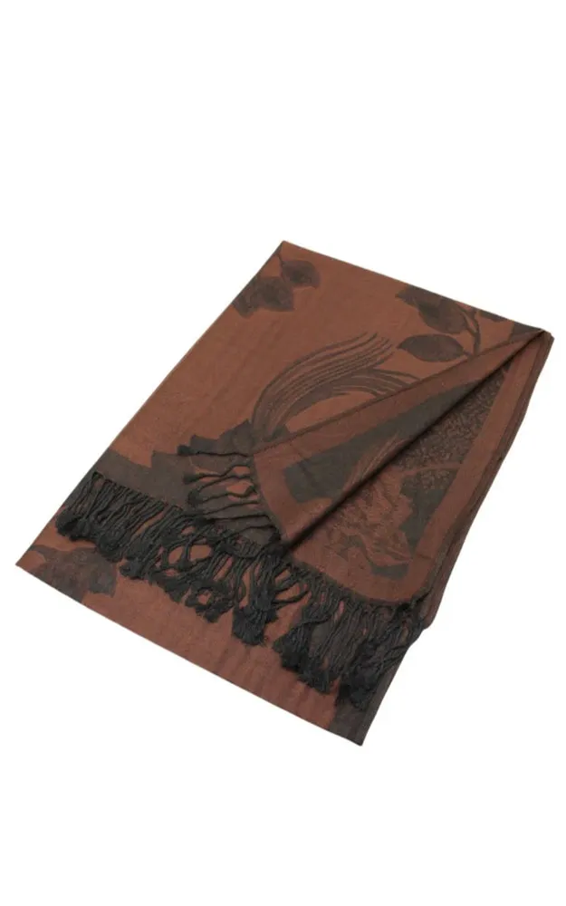 DB022 Rose Floral Pashmina Reversible Scarf Shawls