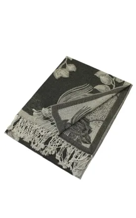 DB022 Rose Floral Pashmina Reversible Scarf Shawls