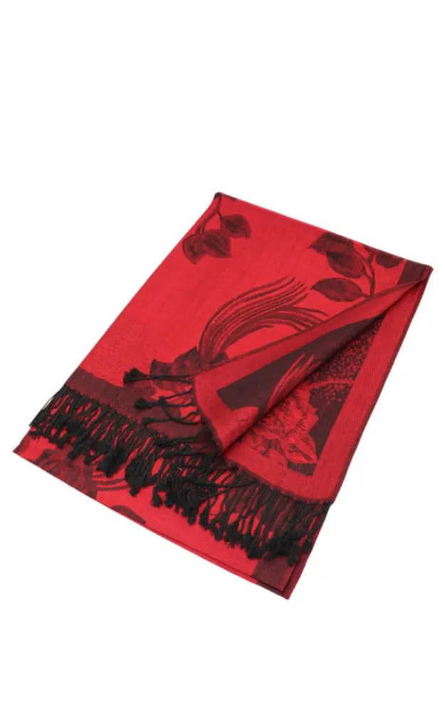 DB022 Rose Floral Pashmina Reversible Scarf Shawls