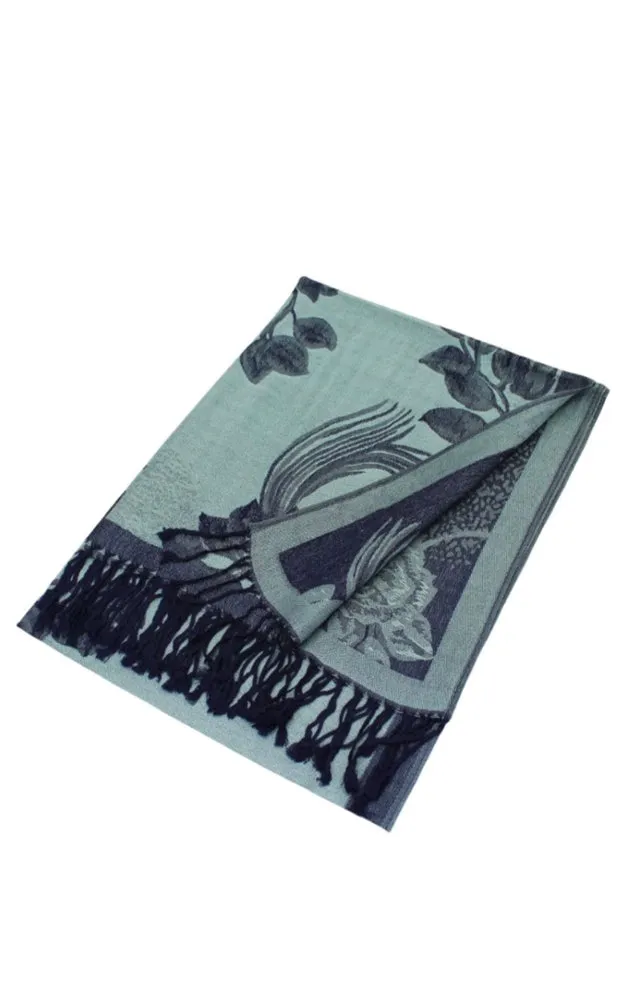 DB022 Rose Floral Pashmina Reversible Scarf Shawls