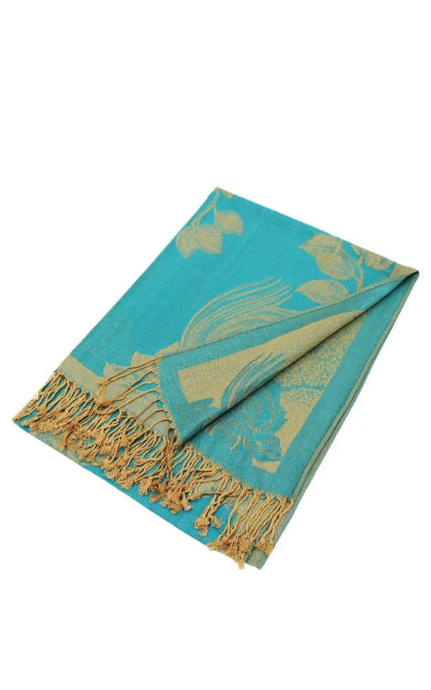 DB022 Rose Floral Pashmina Reversible Scarf Shawls