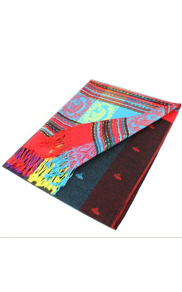 DB056-009 Rainbow Pashmina Scarf Shawls