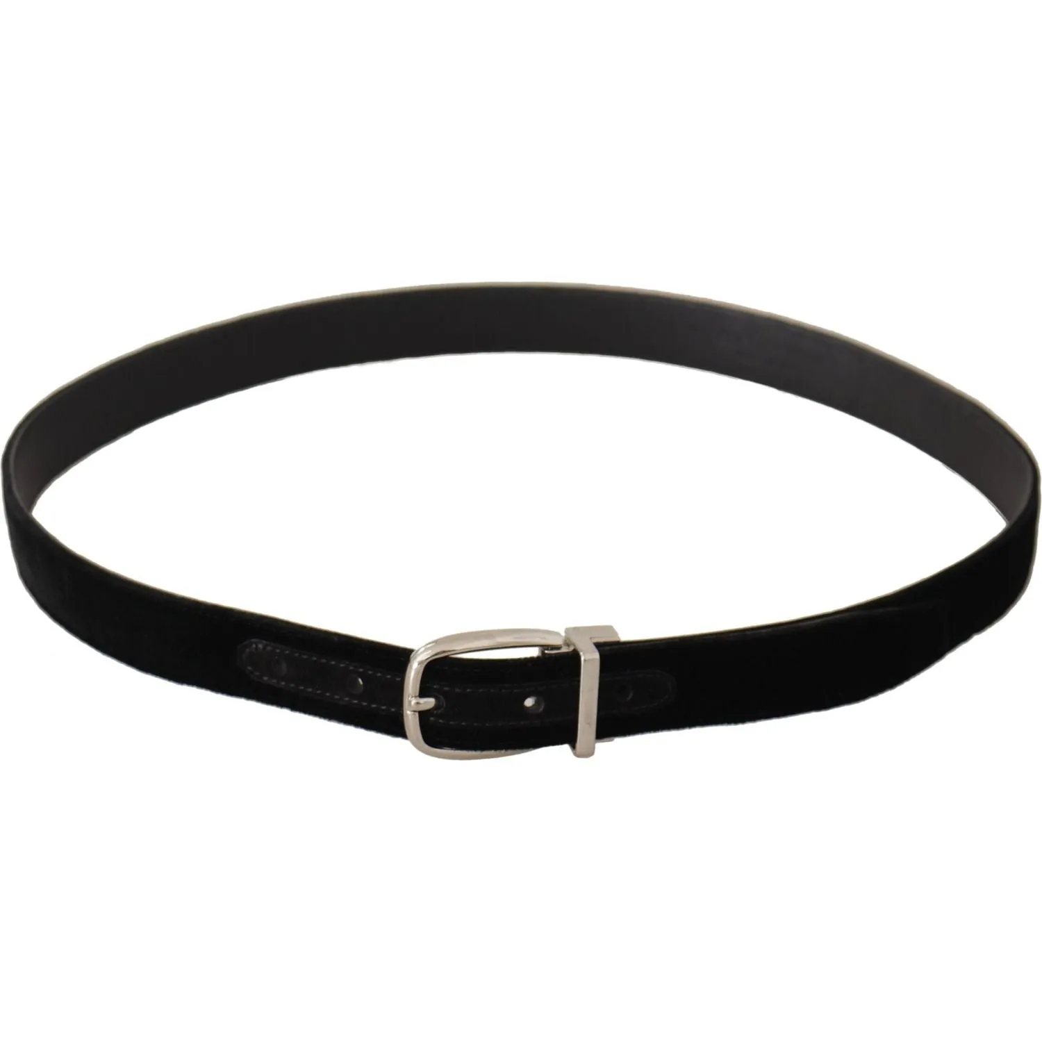 Dolce & Gabbana Elegant Velvet Black Belt with Logo Buckle