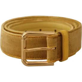 Dolce & Gabbana Elegant Velvet Designer Gold-Buckled Belt
