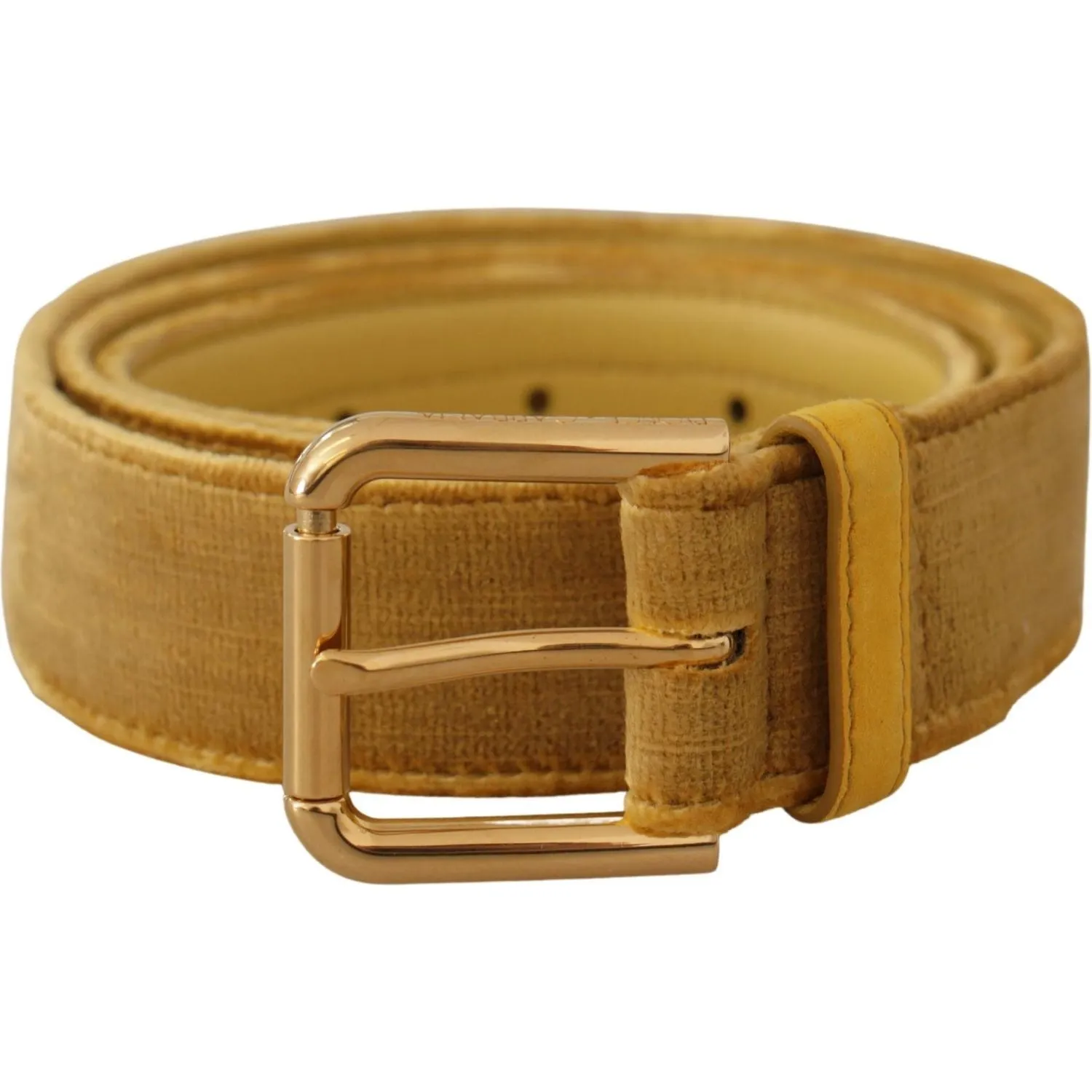 Dolce & Gabbana Elegant Velvet Designer Gold-Buckled Belt