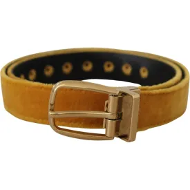 Dolce & Gabbana Elegant Velvet Gold Buckle Women's Belt