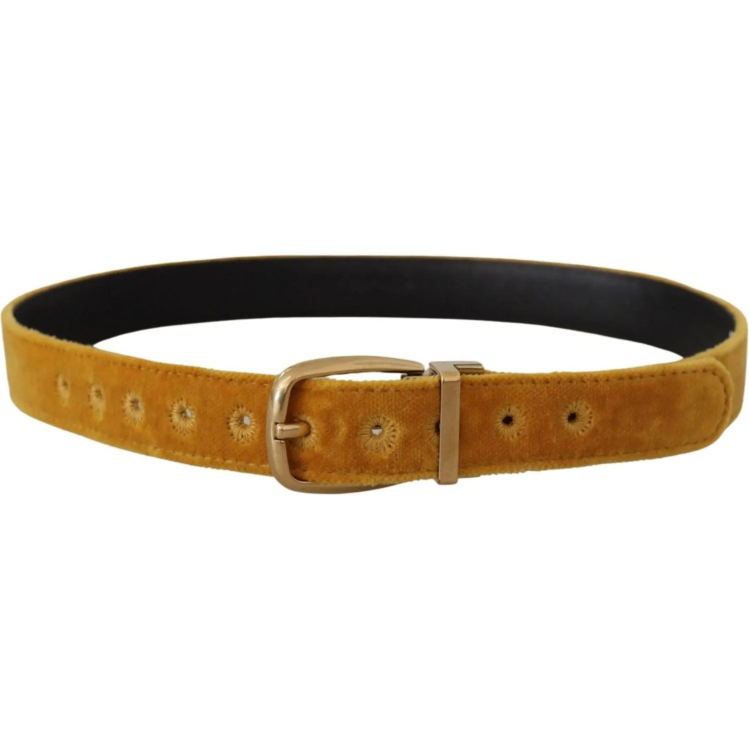 Dolce & Gabbana Elegant Velvet Gold Buckle Women's Belt