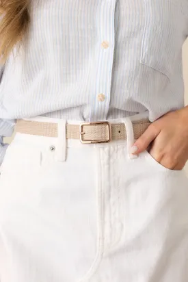 Final Touches Beige Woven Textured Belt