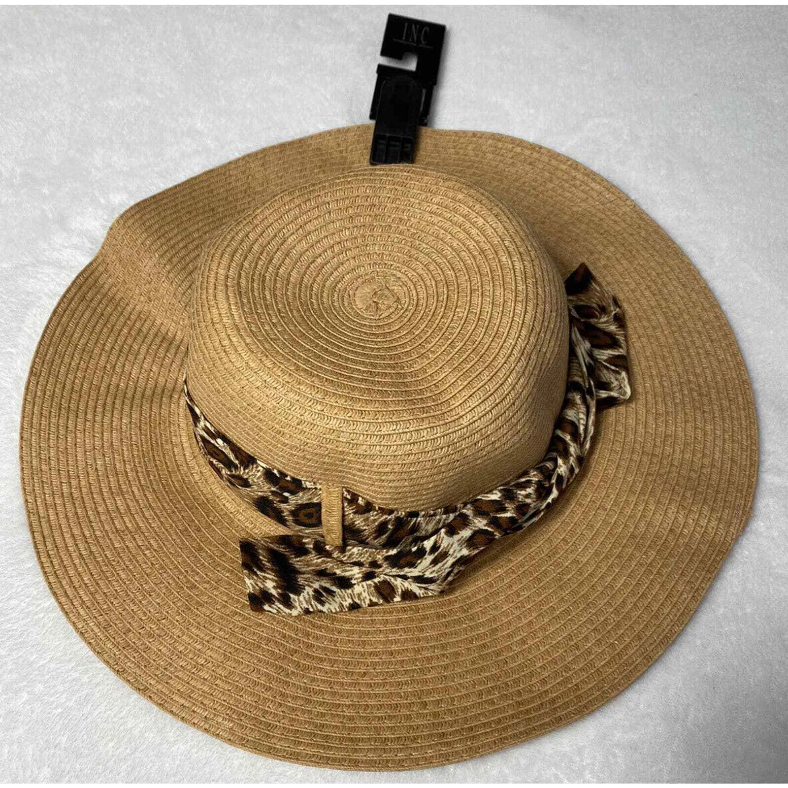 INC packable floppy scarf women's wide brim sunhat UPF 50  Animal print