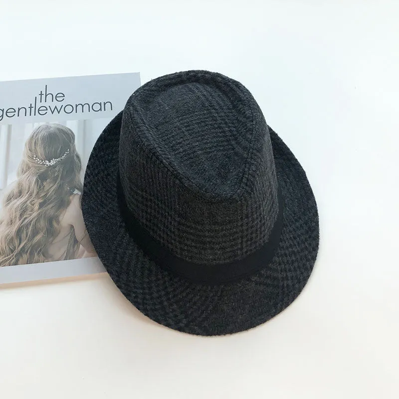 Mens Kentucky Derby Hats Plaid Autumn Winter Retro Warm Bowler Hat Female