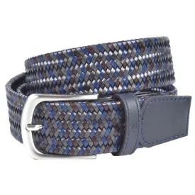 Miguel Bellido Sports Woven Leather Belt - Ink Blue/Grey/Mid Brown
