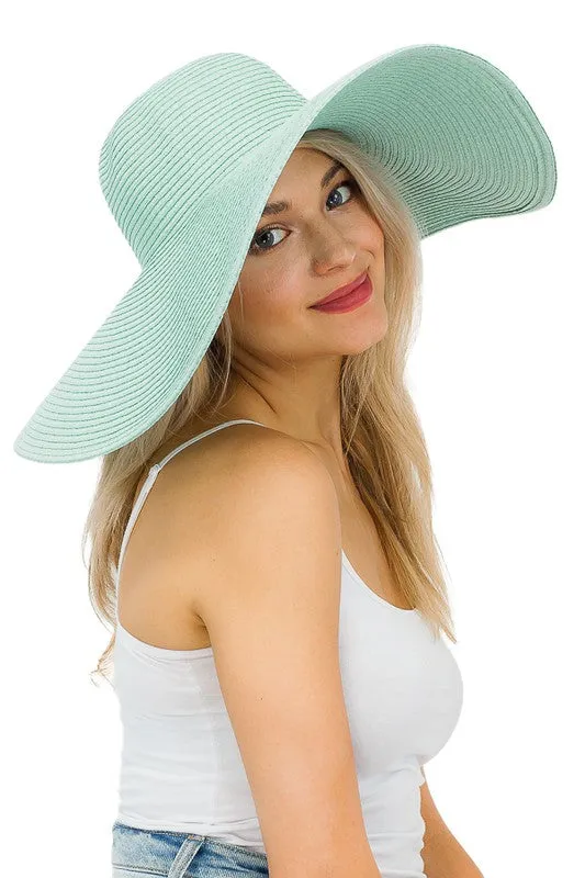 Mint Tight Weave Heavy Brim Floppy Hat