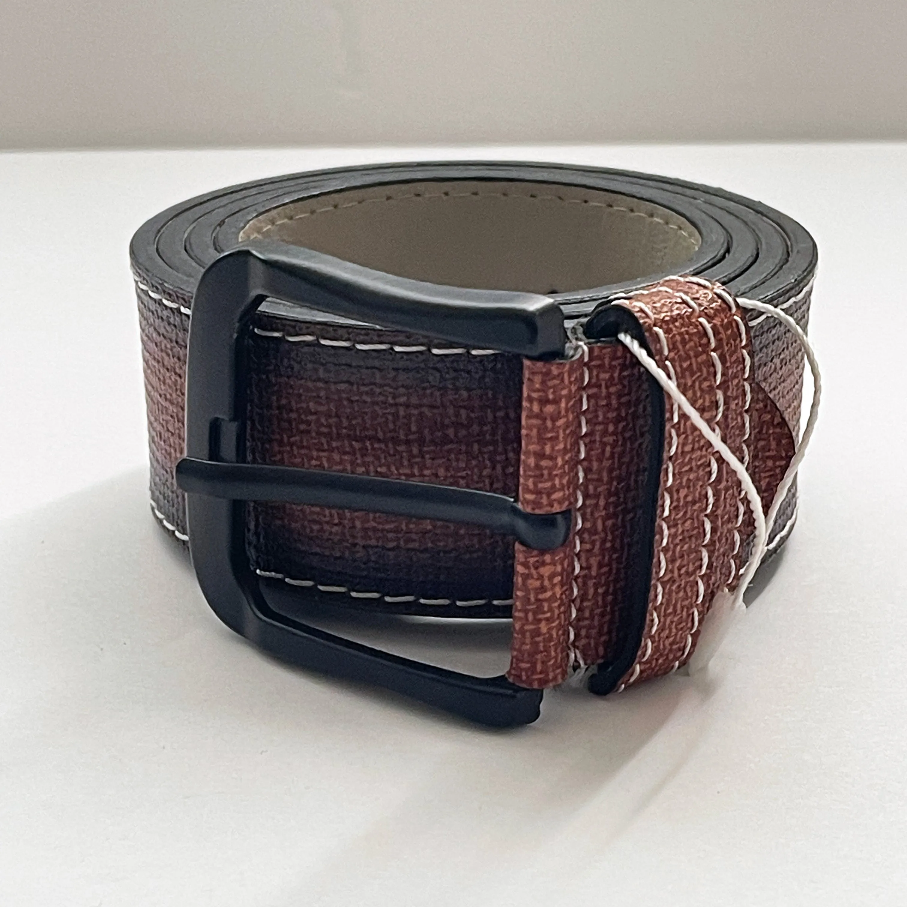 PU Leather Belt, Textured, The Ultimate Official Gift for Men - Color: Light Brown - Length: 115 cm