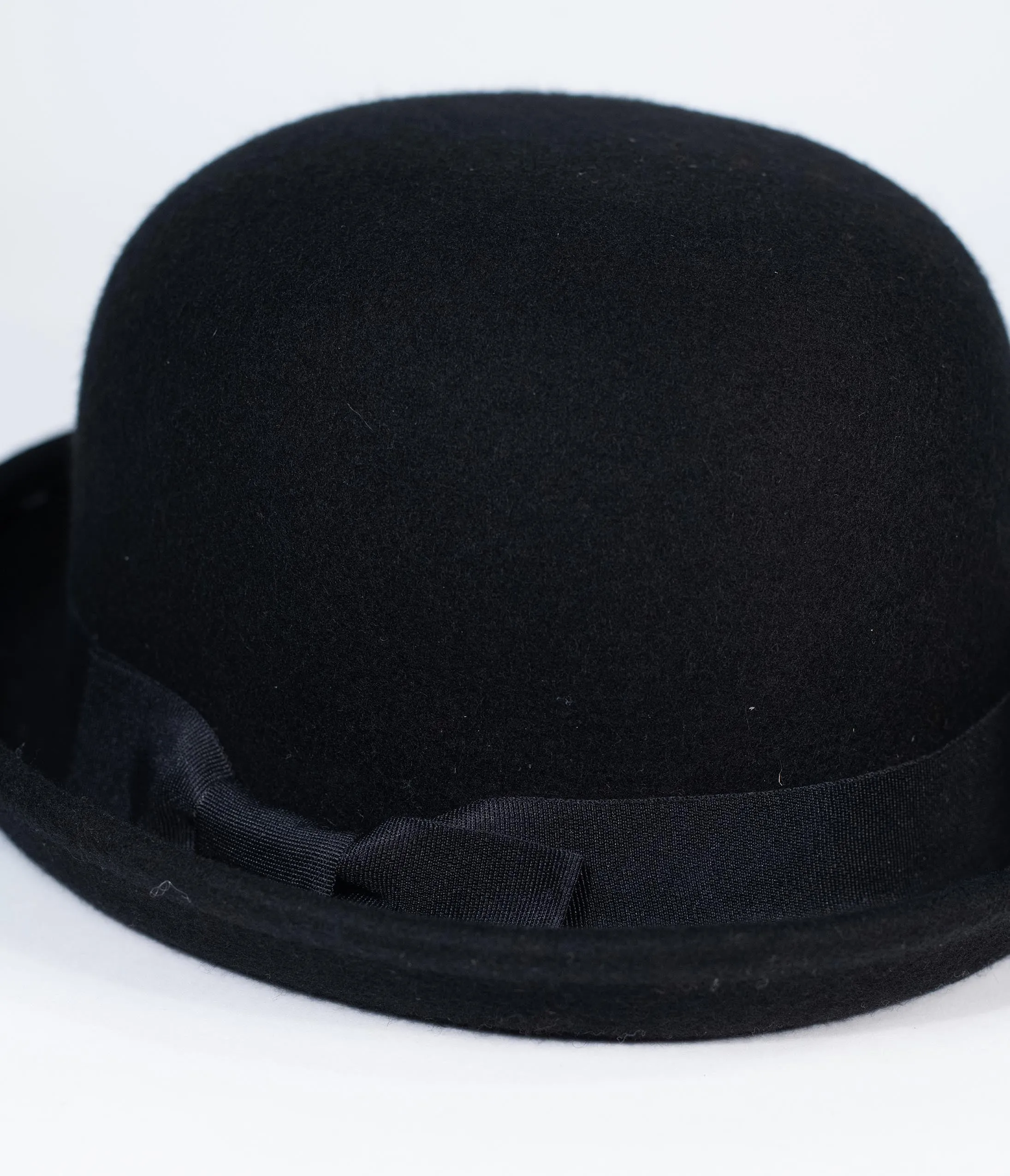 Retro Style Black Wool Bowler Hat