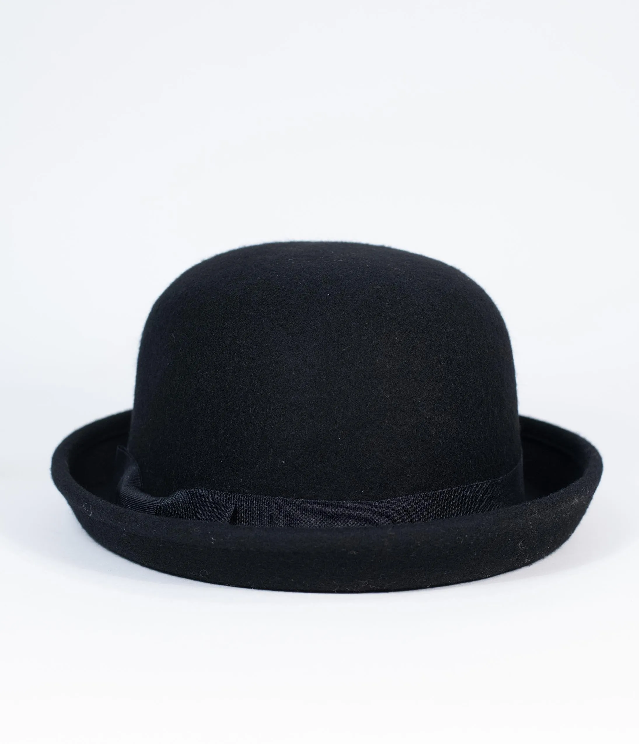 Retro Style Black Wool Bowler Hat