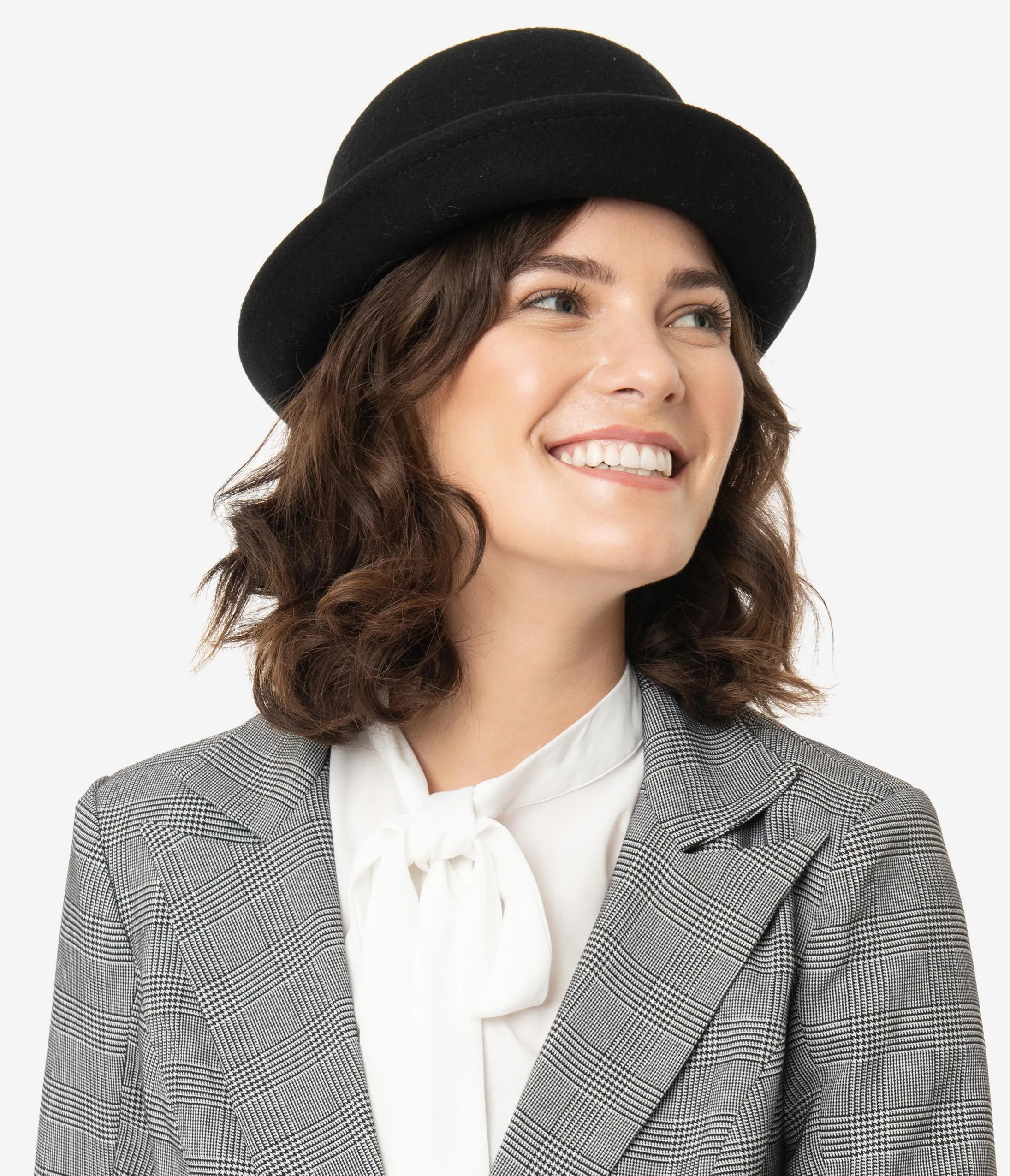 Retro Style Black Wool Bowler Hat
