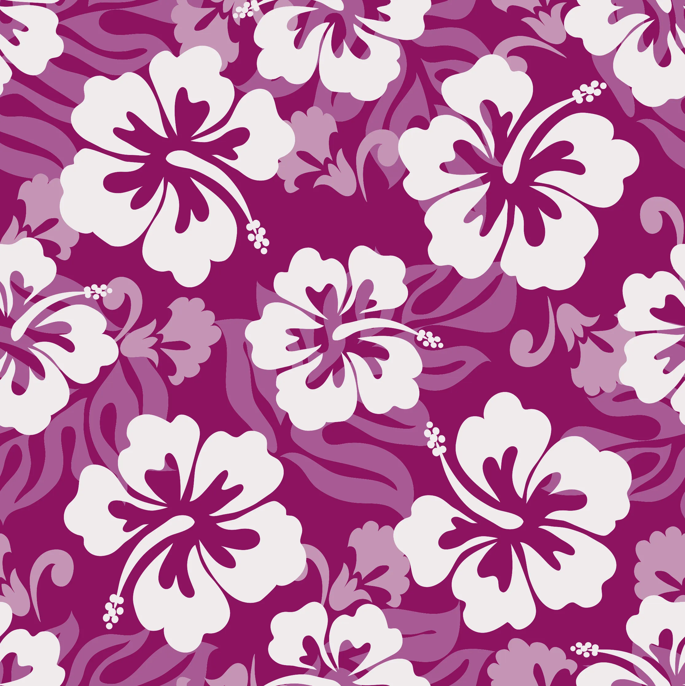 Round Brim - Hawaiian Print Magenta