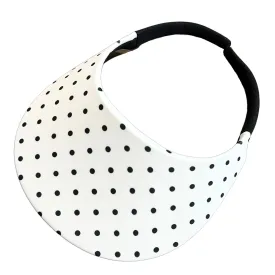 Round Brim - White with Black Polka Dots