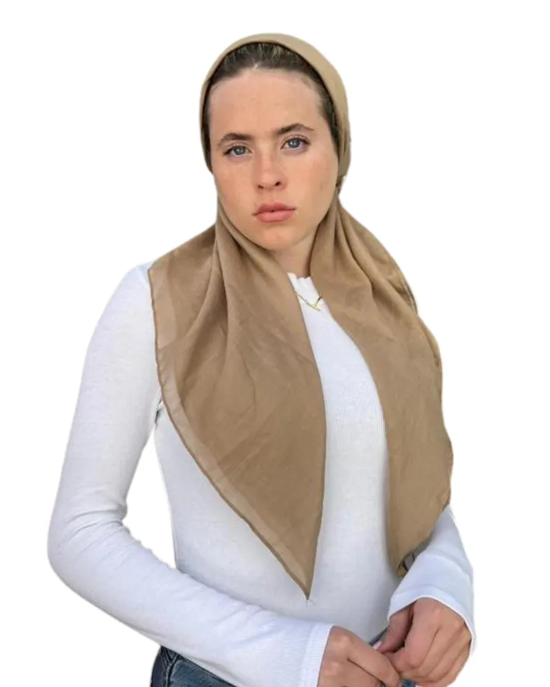 Scarf Bar Classic Tan Pre-Tied Bandanna with Full Grip