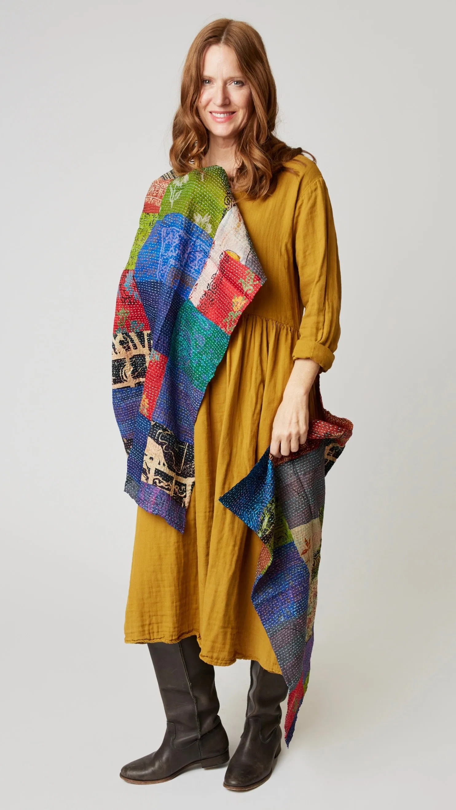 Silk Kantha Patchwork Shawl/Runner