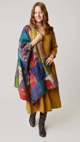 Silk Kantha Patchwork Shawl/Runner
