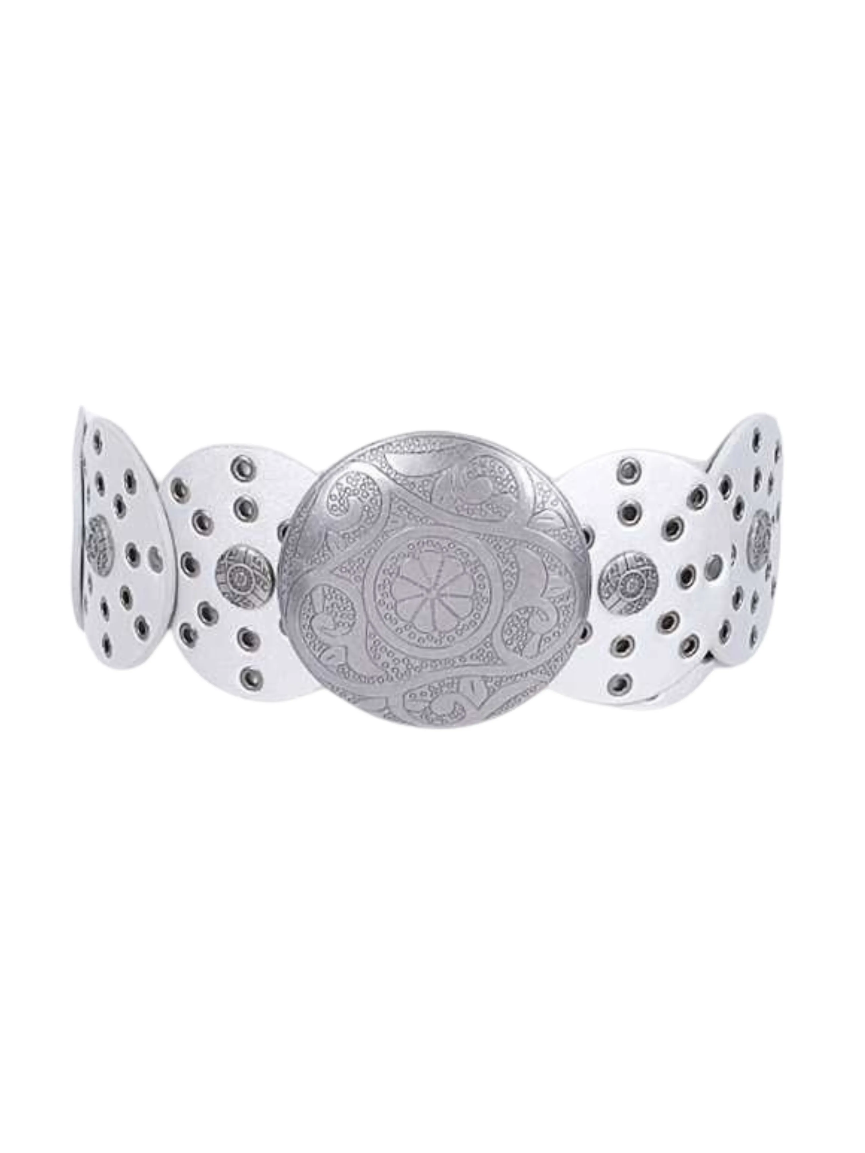 SILVER FAUX LEATHER RIVET STUDDED BELT
