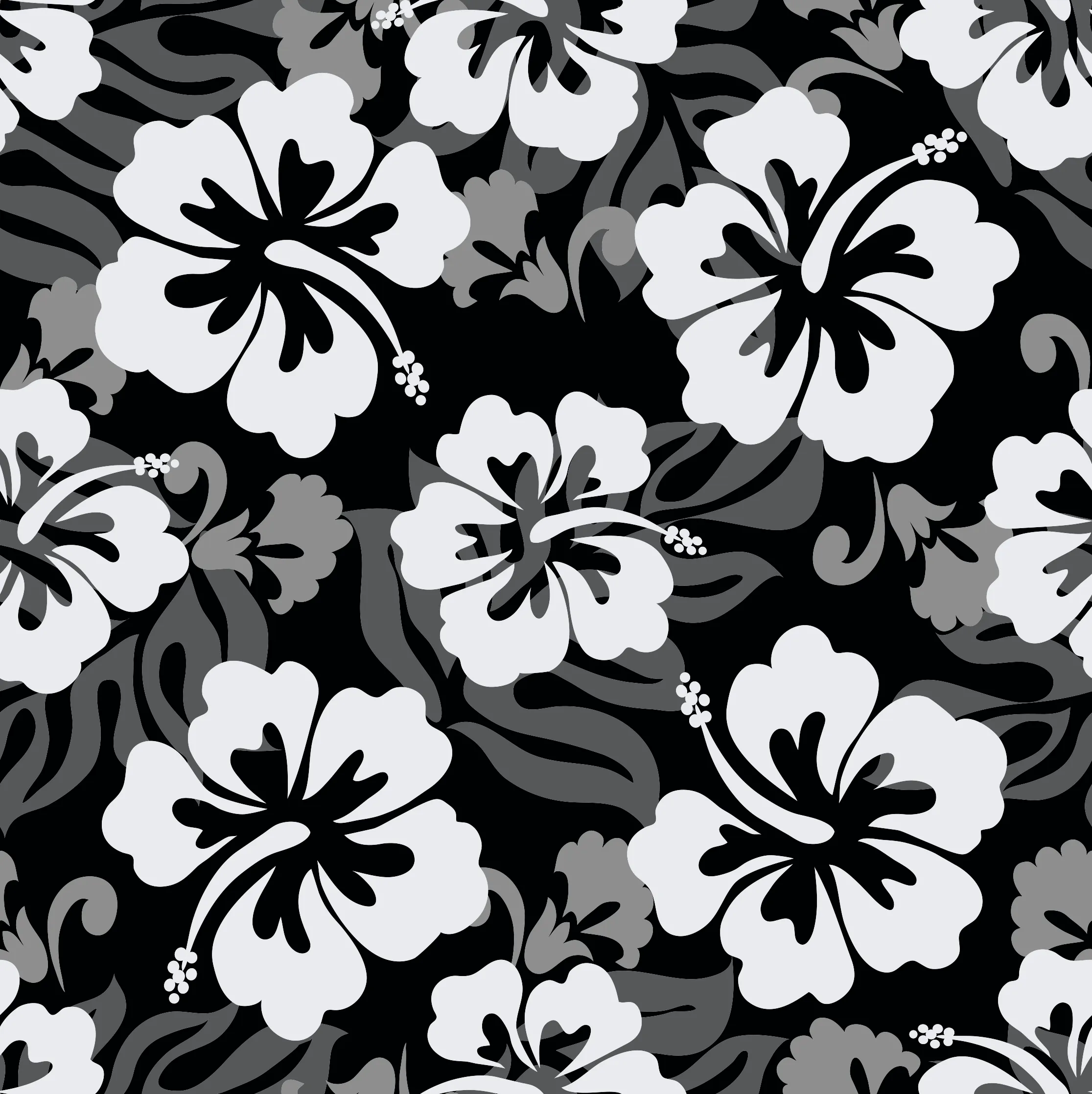 Square Brim - Black Hawaiian Print