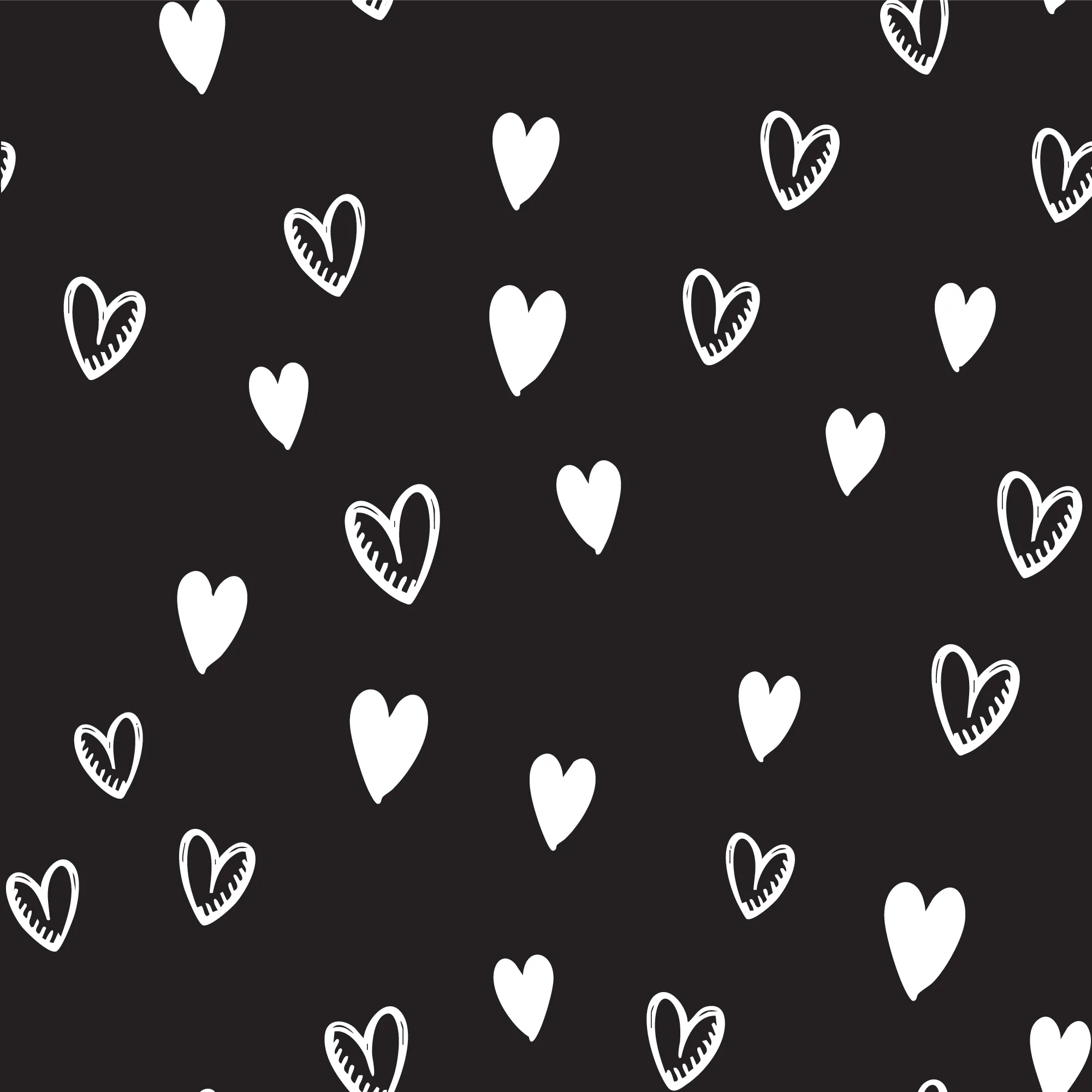 Square Brim - Sketchy Hearts Black w/ White